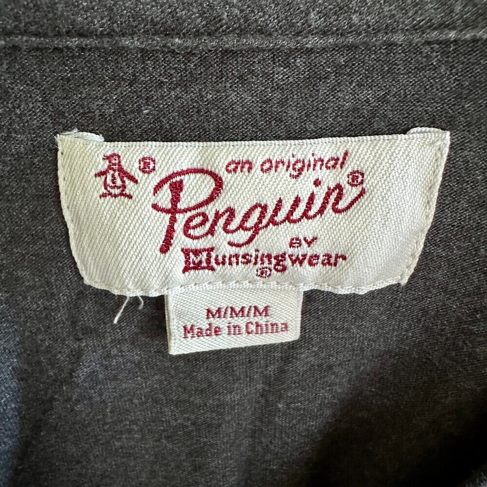 Men's Original Penguin Striped Grey Long Sleeve Shirt Cotton Blend Sz Med - Picture 5 of 5